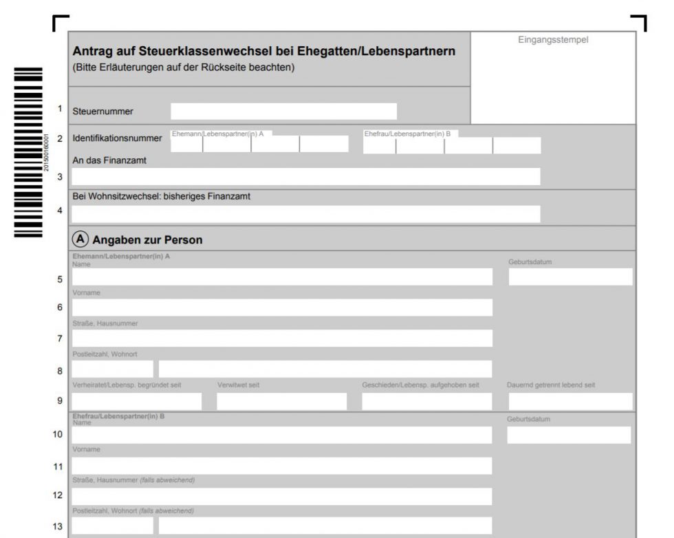 Antrag für Steuerklassenwechsel.